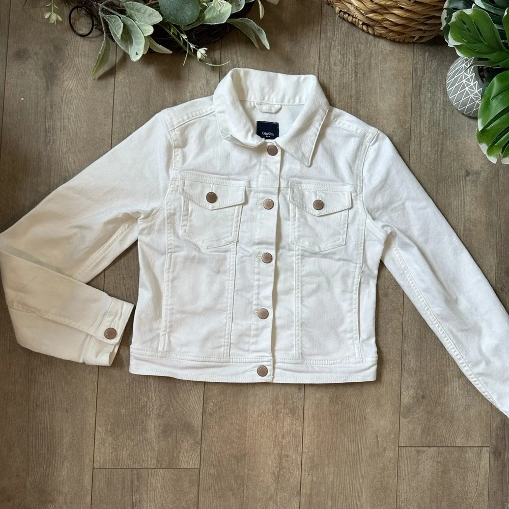 GAP Kids Girls White Denim Jacket Size Medium